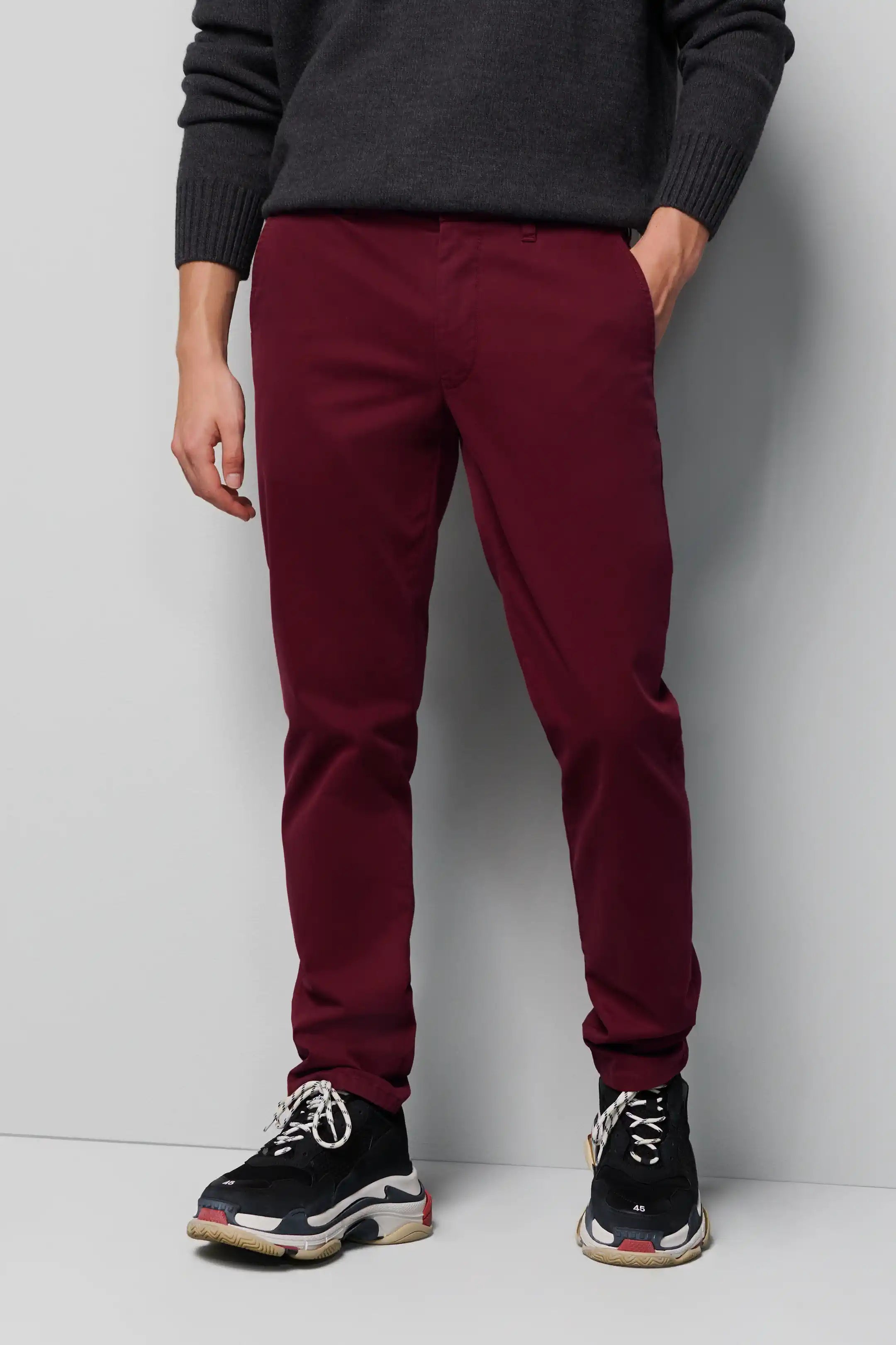 MEYER M5 Trousers - 6001 Soft Stretch Cotton Chinos - Bordeaux