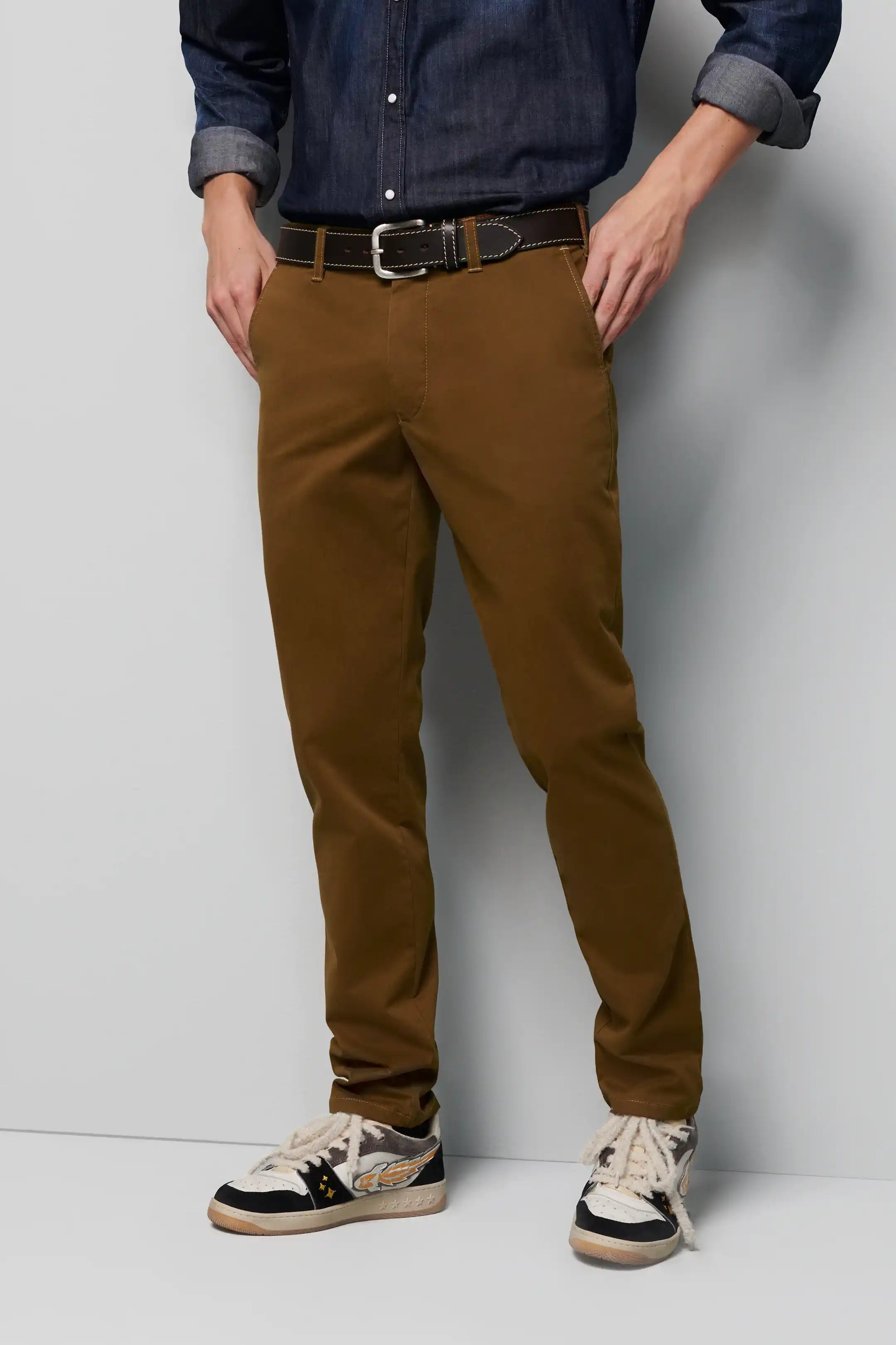MEYER M5 Trousers - 6001 Soft Stretch Cotton Chinos - Caramel