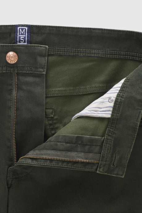MEYER M5 6106 High Performance Satin Cotton Chinos – Dark Green