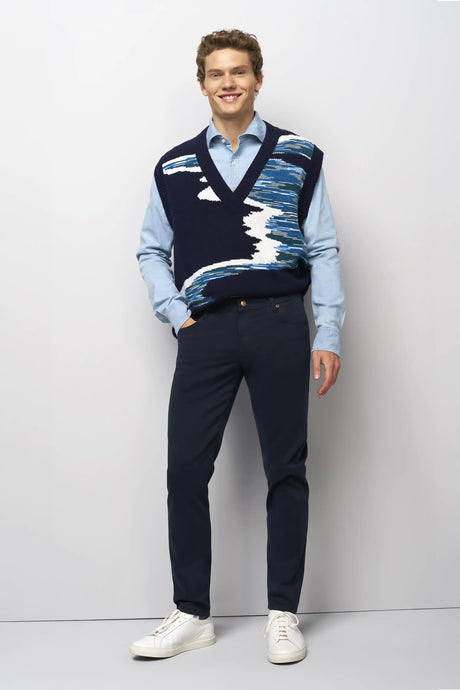 MEYER M5 Jeans – 6106 High Performance Satin Cotton Chinos – Navy