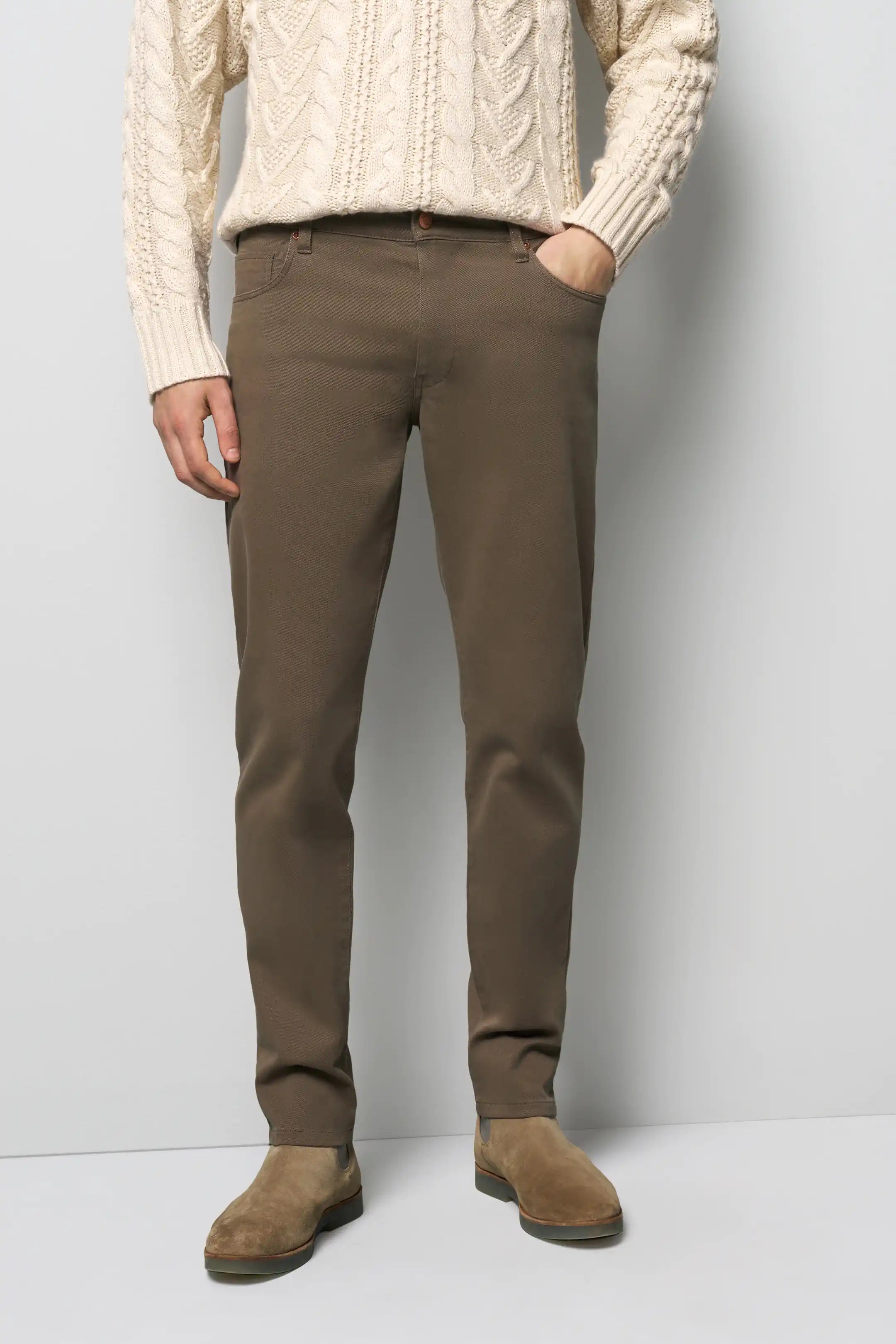 MEYER M5 Jeans - 6188 Cotton Twill Chinos - Stone Meyer