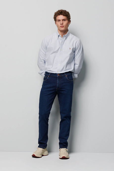 MEYER M5 Jeans – 6256 Regular Fit – Super Stretch Organic Denim – Dark Blue