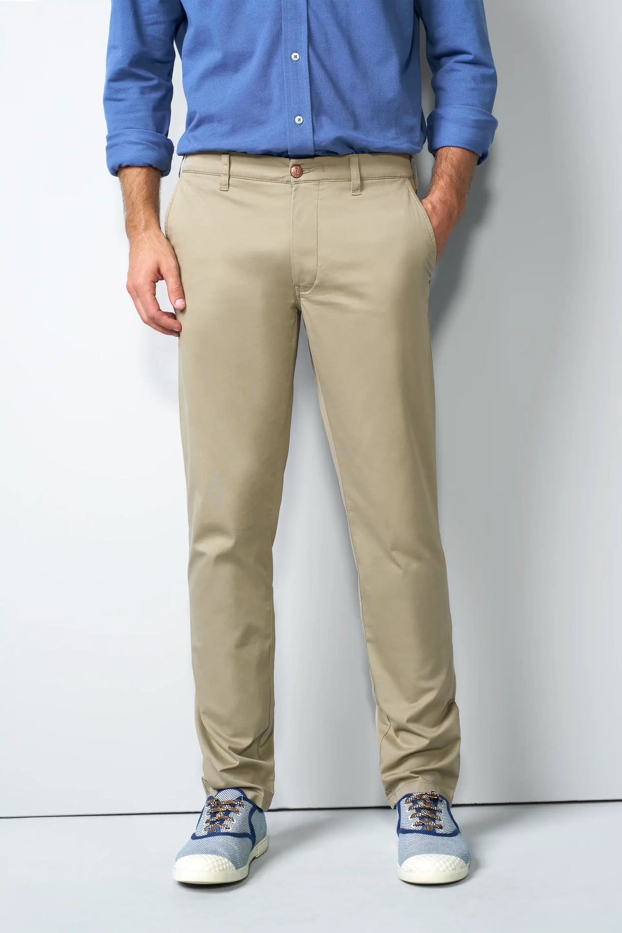 MEYER M5 Move 6024 Flex Organic Cotton Chinos – Stone