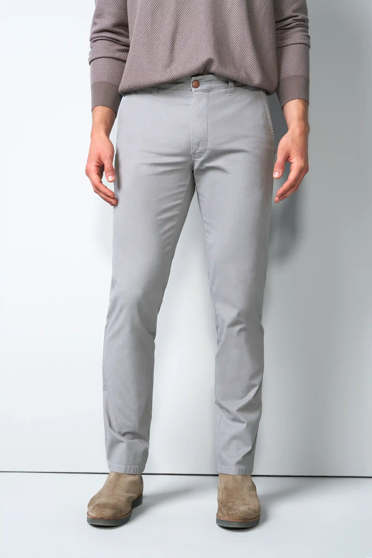 MEYER M5 Move 6025 Micro-Structure Super Stretch Chinos – Grey
