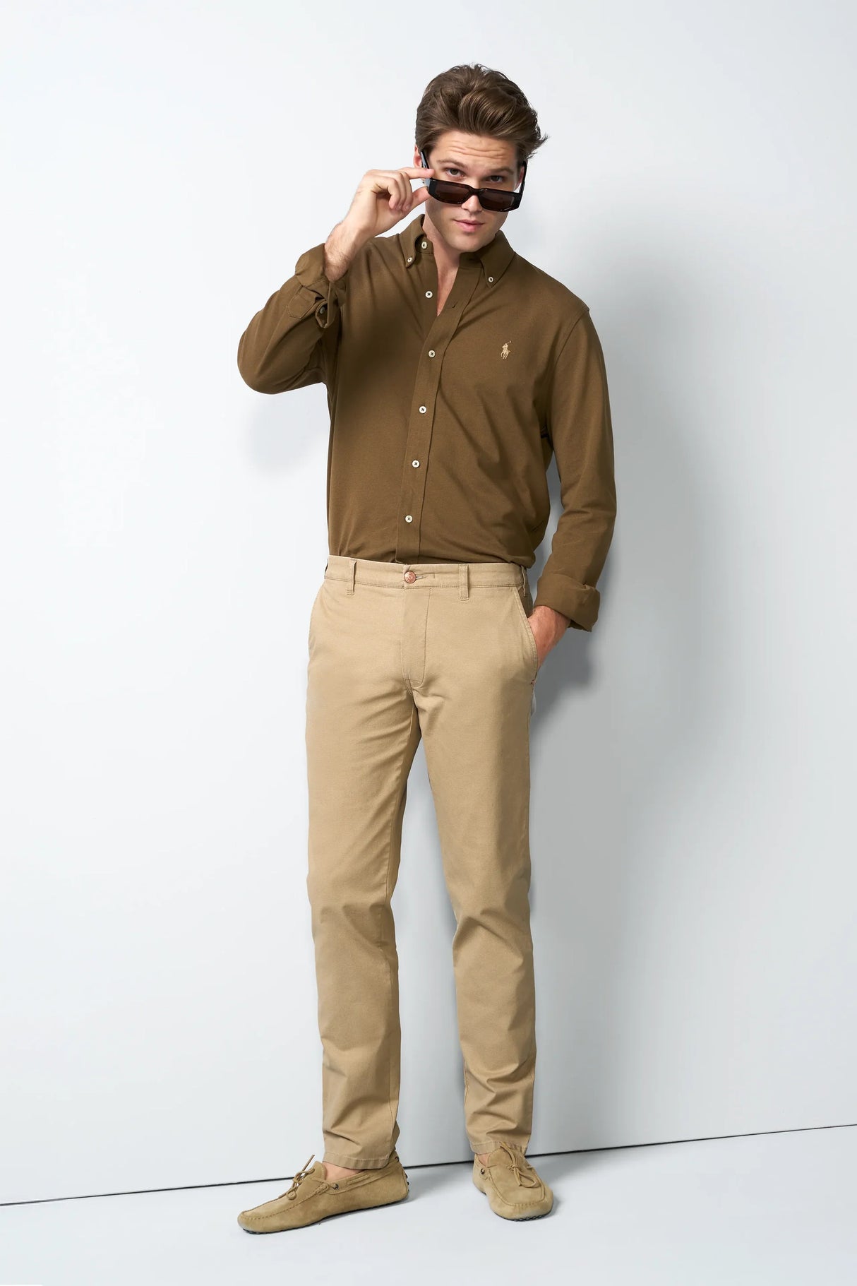 MEYER M5 Move 6025 Micro-Structure Super Stretch Chinos – Sand