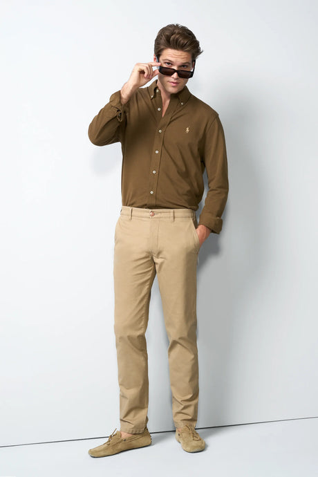 MEYER M5 Move 6025 Micro-Structure Super Stretch Chinos – Sand