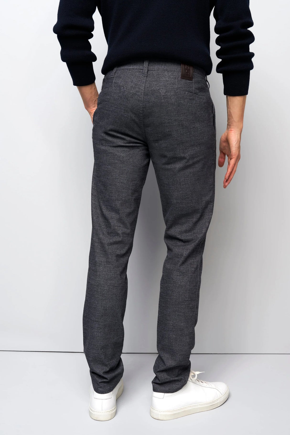 MEYER M5 Move 6194 Woolen Look Chinos - Super Stretch Organic Cotton - Dark Blue