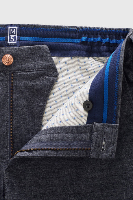MEYER M5 Move 6194 Woolen Look Chinos - Super Stretch Organic Cotton - Dark Blue