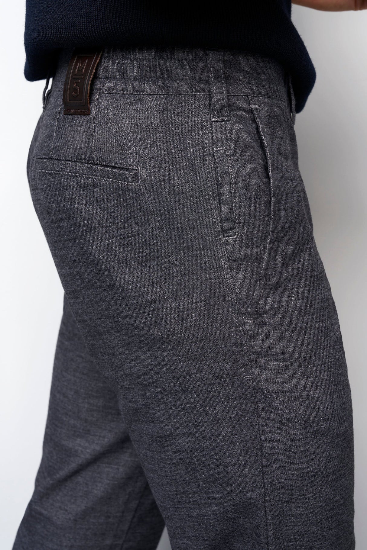 MEYER M5 Move 6194 Woolen Look Chinos - Super Stretch Organic Cotton - Dark Blue