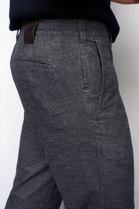 MEYER M5 Move 6194 Woolen Look Chinos - Super Stretch Organic Cotton - Dark Blue