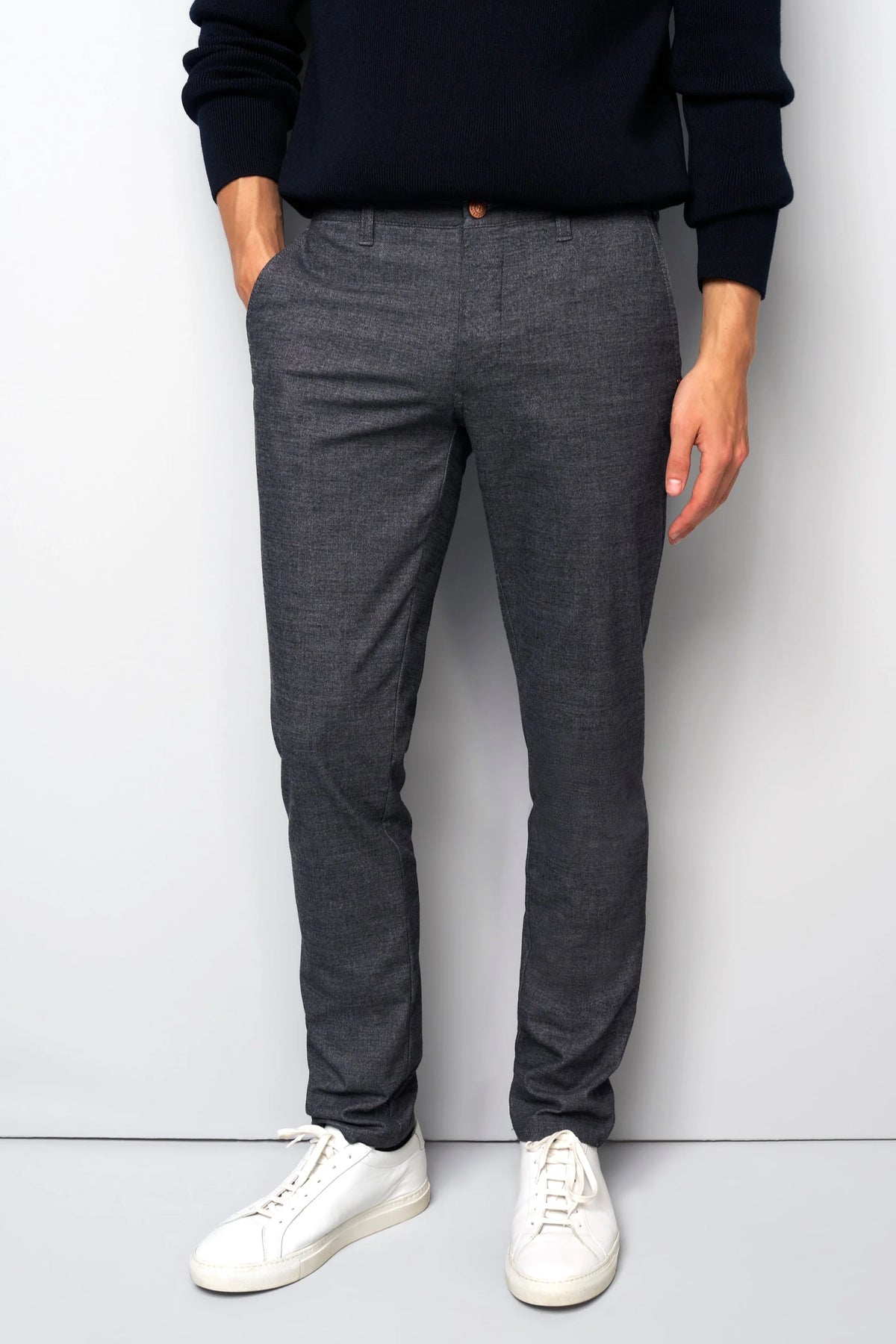 MEYER M5 Move 6194 Woolen Look Chinos - Super Stretch Organic Cotton - Dark Blue