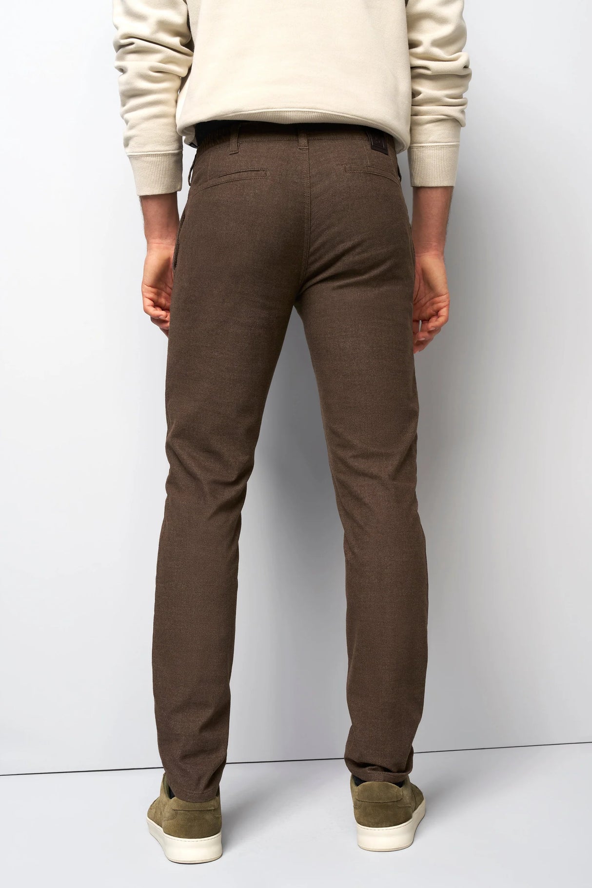 MEYER M5 Move 6194 Woolen Look Chinos - Super Stretch Organic Cotton - Khaki