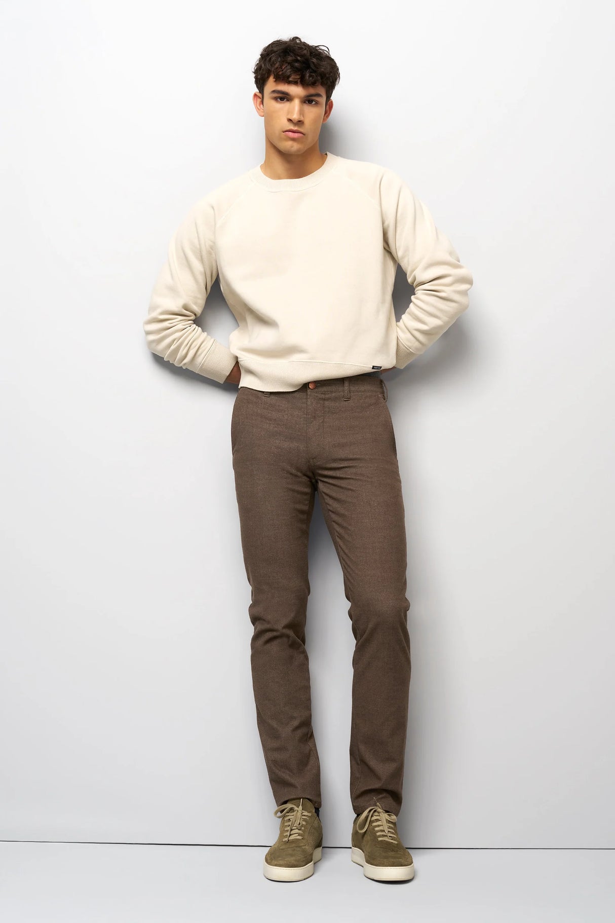 MEYER M5 Move 6194 Woolen Look Chinos - Super Stretch Organic Cotton - Khaki