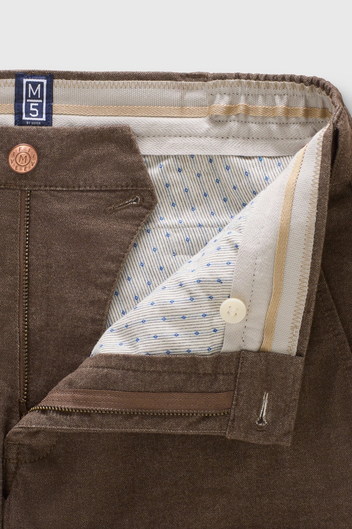 MEYER M5 Move 6194 Woolen Look Chinos - Super Stretch Organic Cotton - Khaki