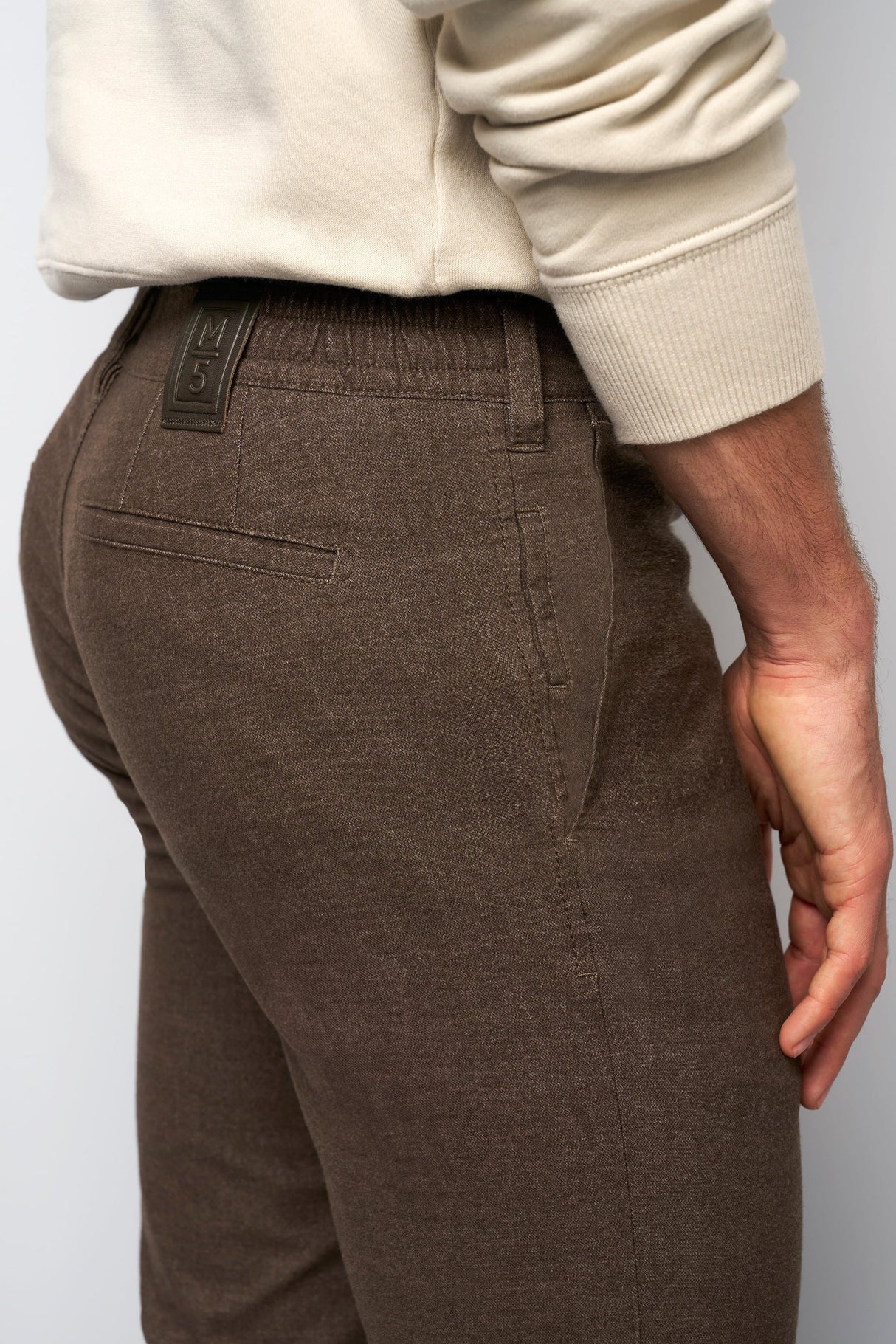 MEYER M5 Move 6194 Woolen Look Chinos - Super Stretch Organic Cotton - Khaki