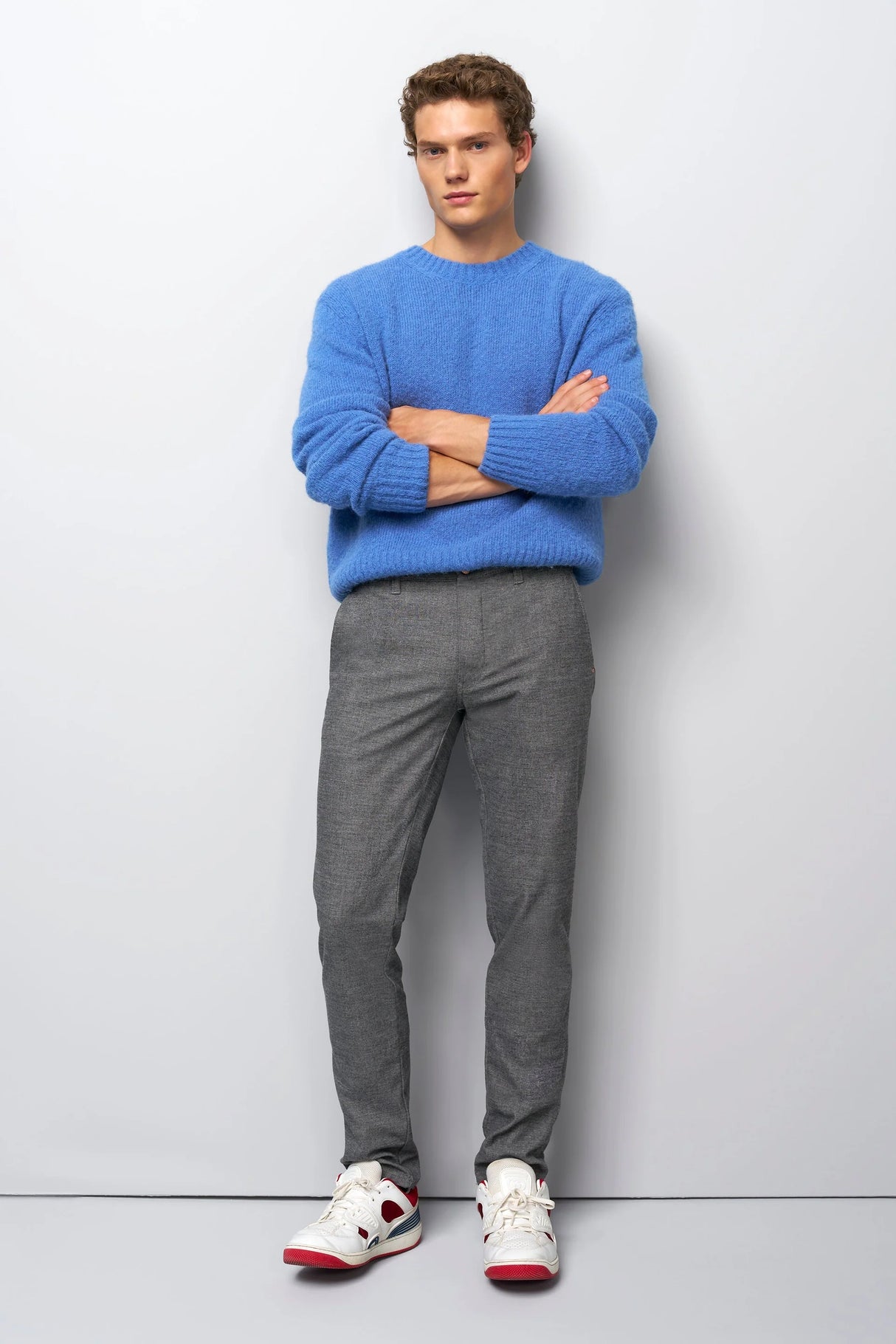 MEYER M5 Move 6194 Woolen Look Chinos - Super Stretch Organic Cotton - Mid Grey