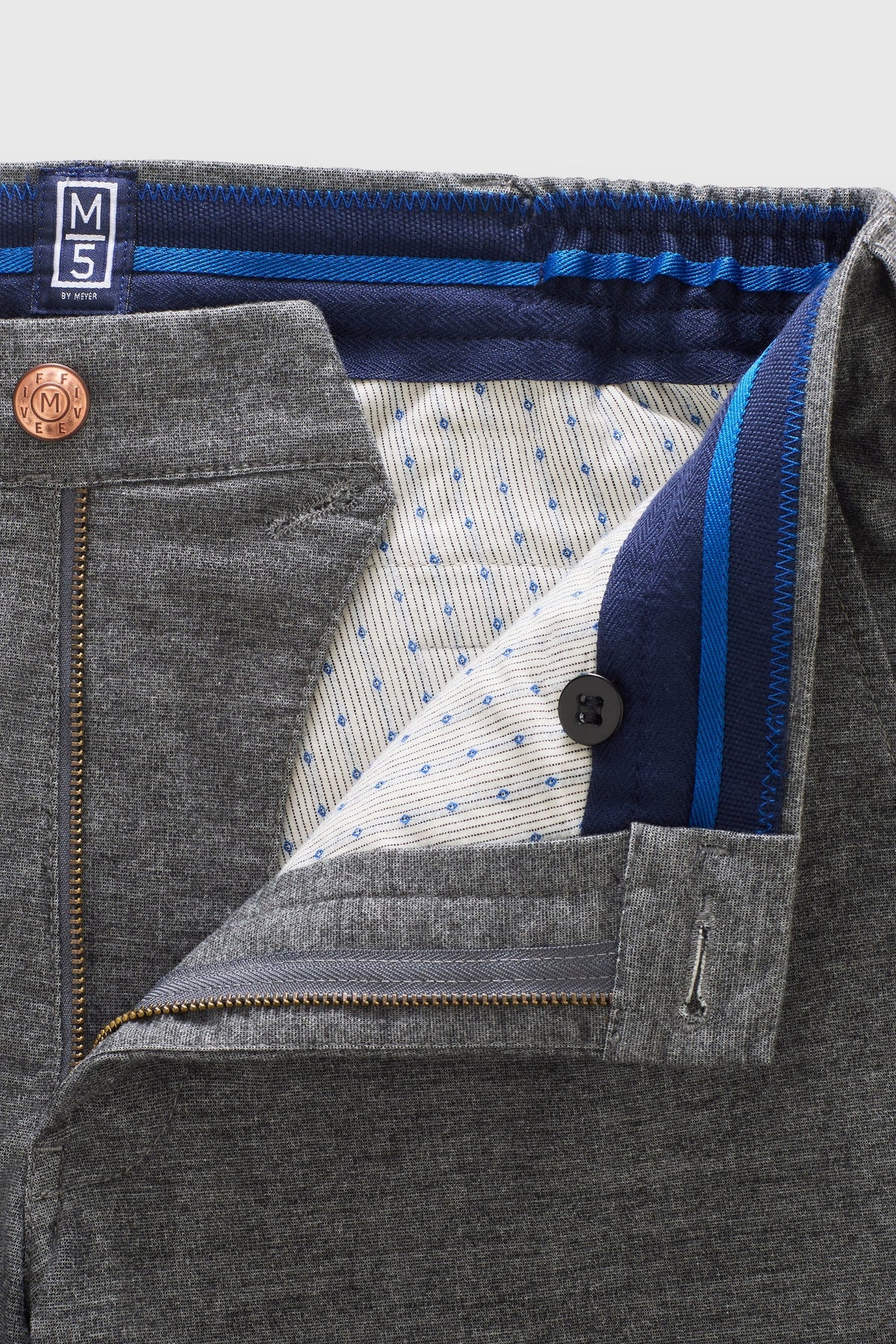 MEYER M5 Move 6194 Woolen Look Chinos - Super Stretch Organic Cotton - Mid Grey