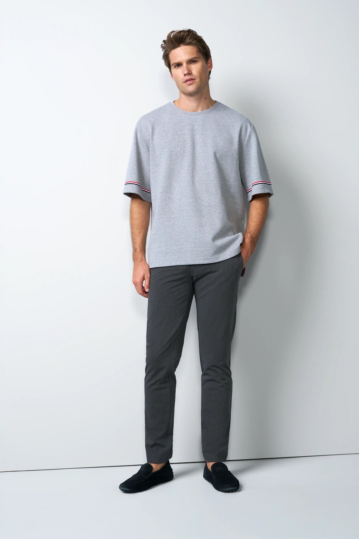 MEYER M5 Move 6196 Easy Care Chinos - Super Strech Recycled Fibre - Mid Grey