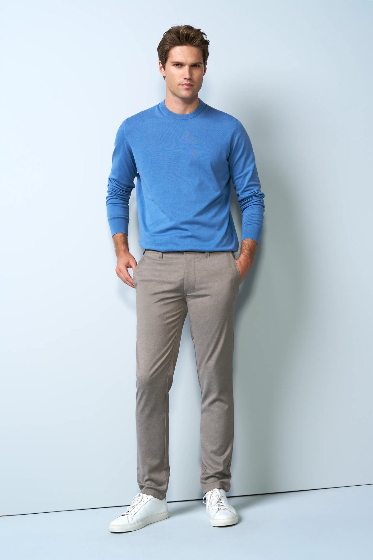 MEYER M5 Move 6196 Easy Care Chinos - Super Strech Recycled Fibre - Stone