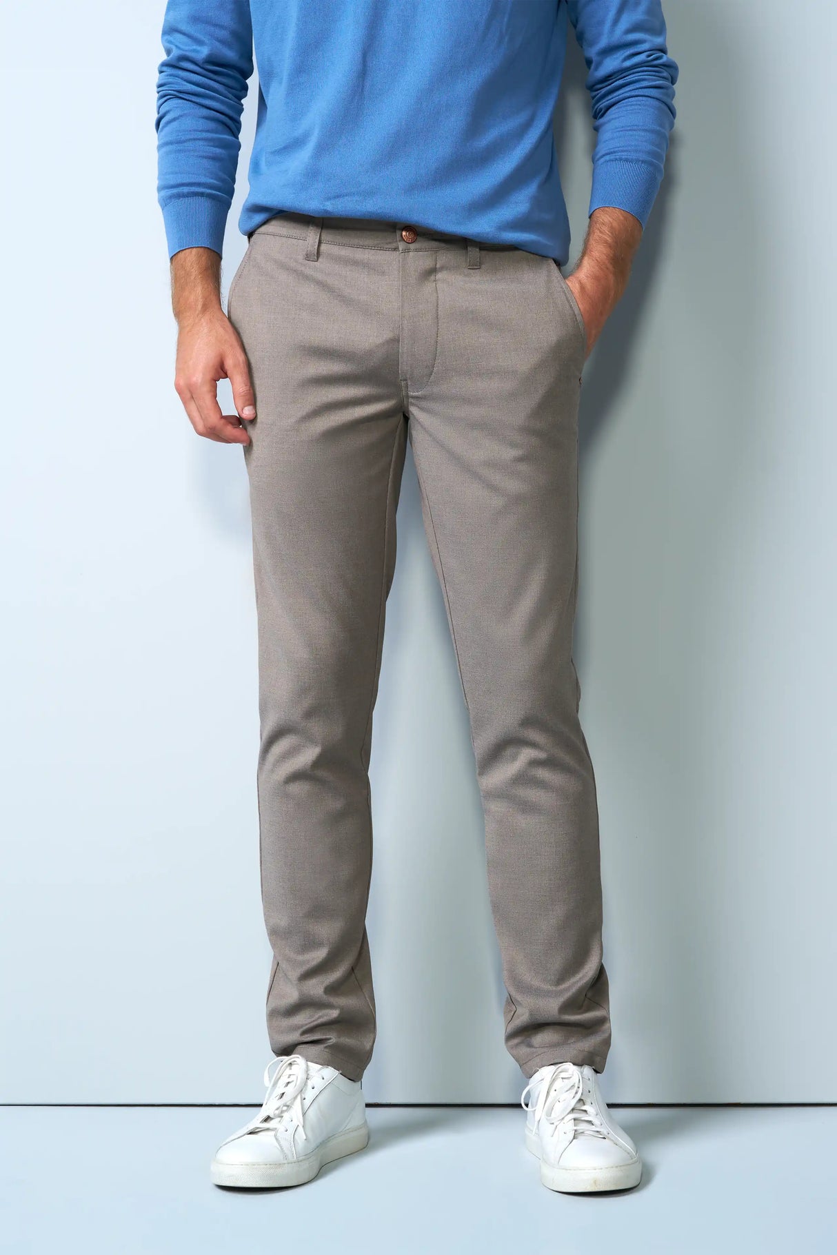 MEYER M5 Move 6196 Easy Care Chinos - Super Strech Recycled Fibre - Stone