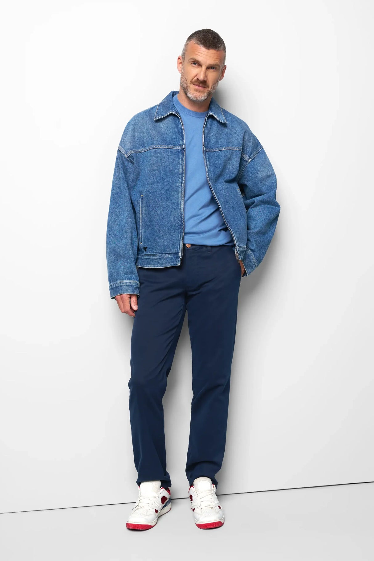 MEYER M5 Move 6502 Jersey Look Chinos - Super Stretch Organic Cotton - Blue