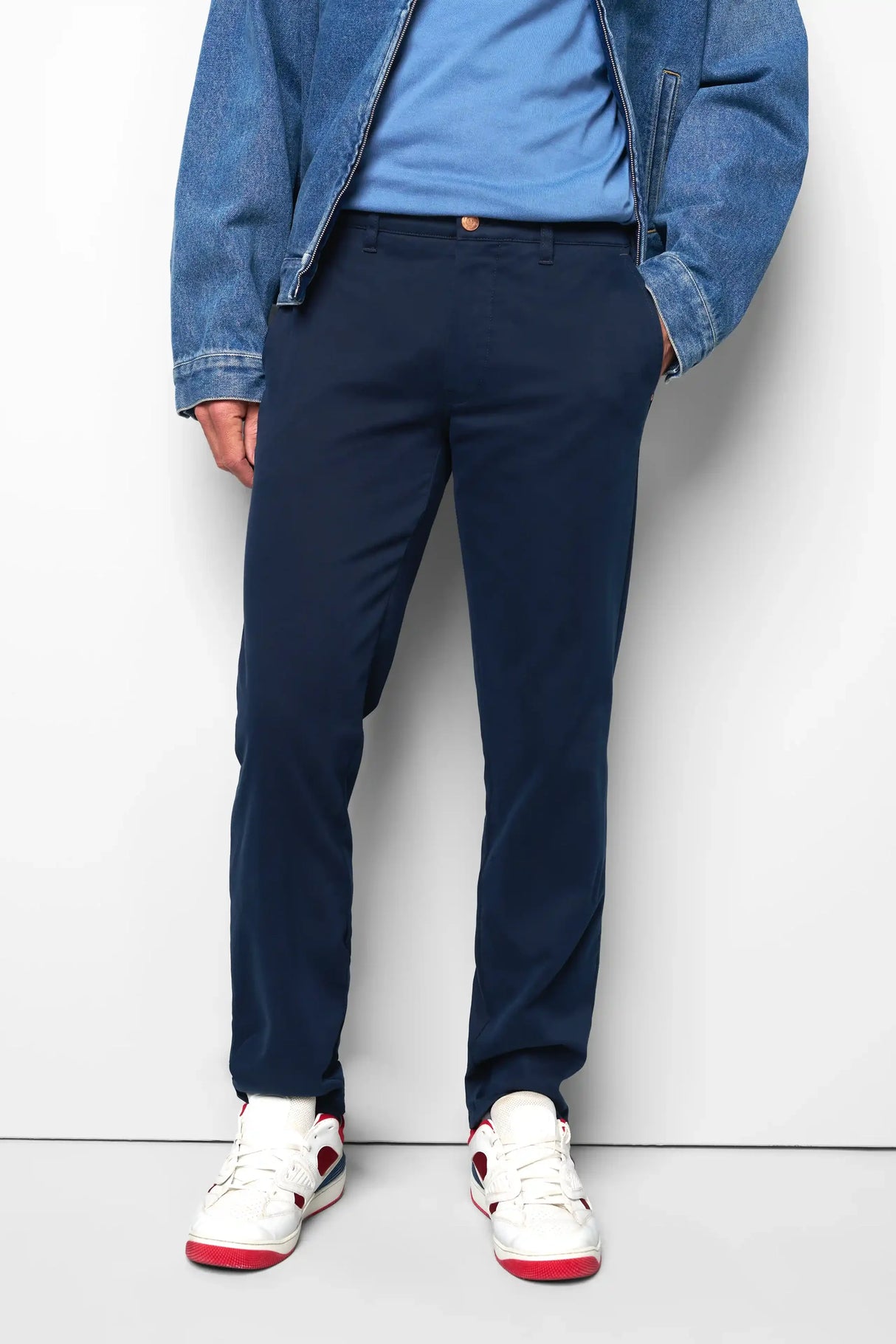 MEYER M5 Move 6502 Jersey Look Chinos - Super Stretch Organic Cotton - Blue