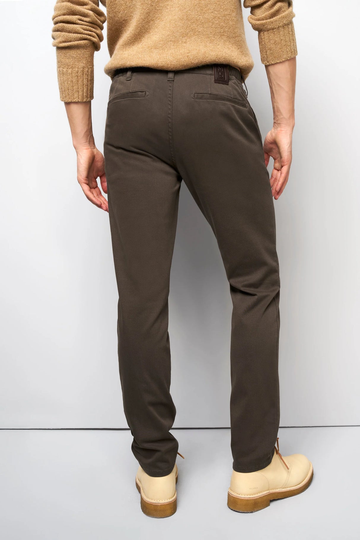 MEYER M5 Move 6502 Jersey Look Chinos - Super Stretch Organic Cotton - Khaki