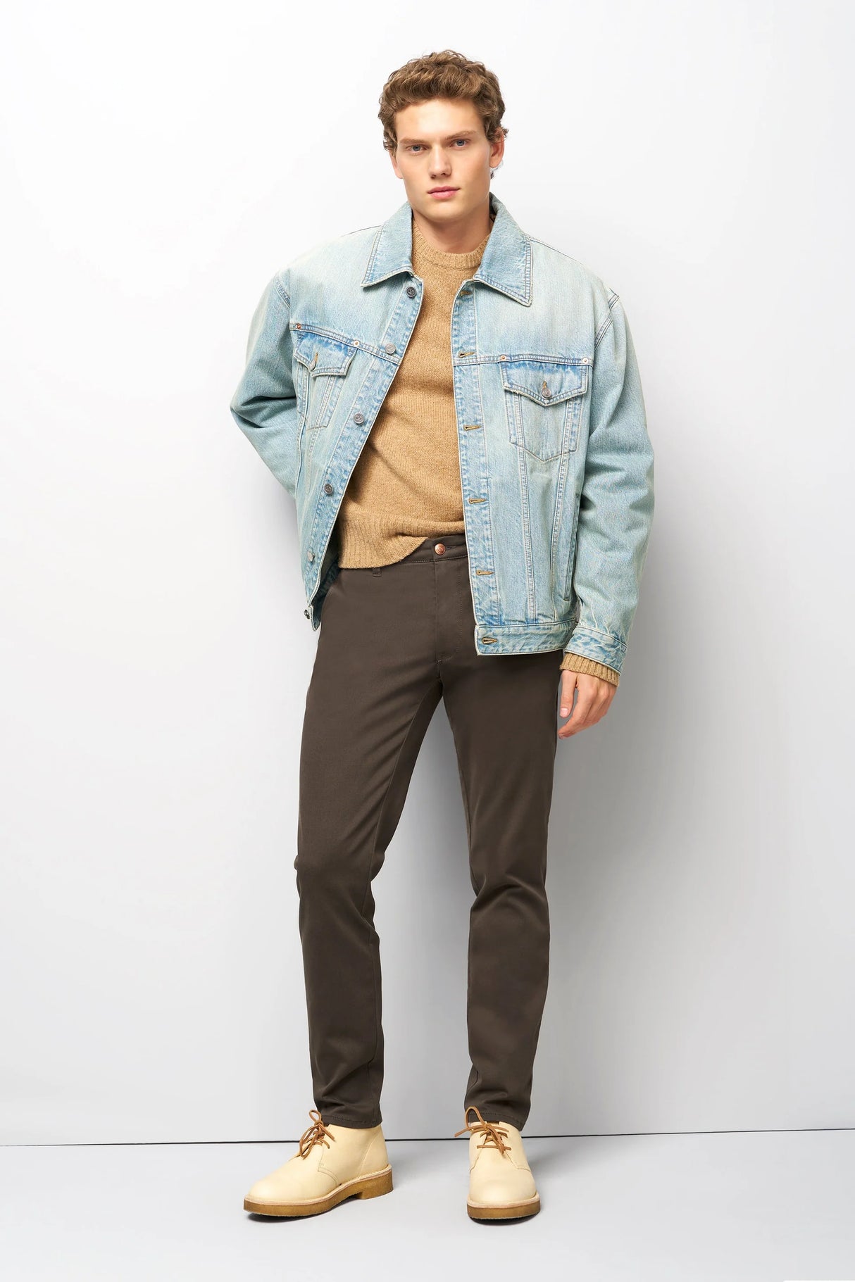 MEYER M5 Move 6502 Jersey Look Chinos - Super Stretch Organic Cotton - Khaki