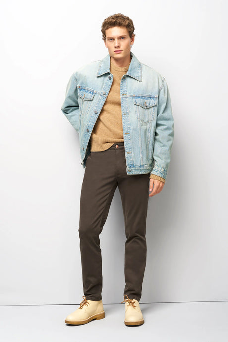 MEYER M5 Move 6502 Jersey Look Chinos - Super Stretch Organic Cotton - Khaki