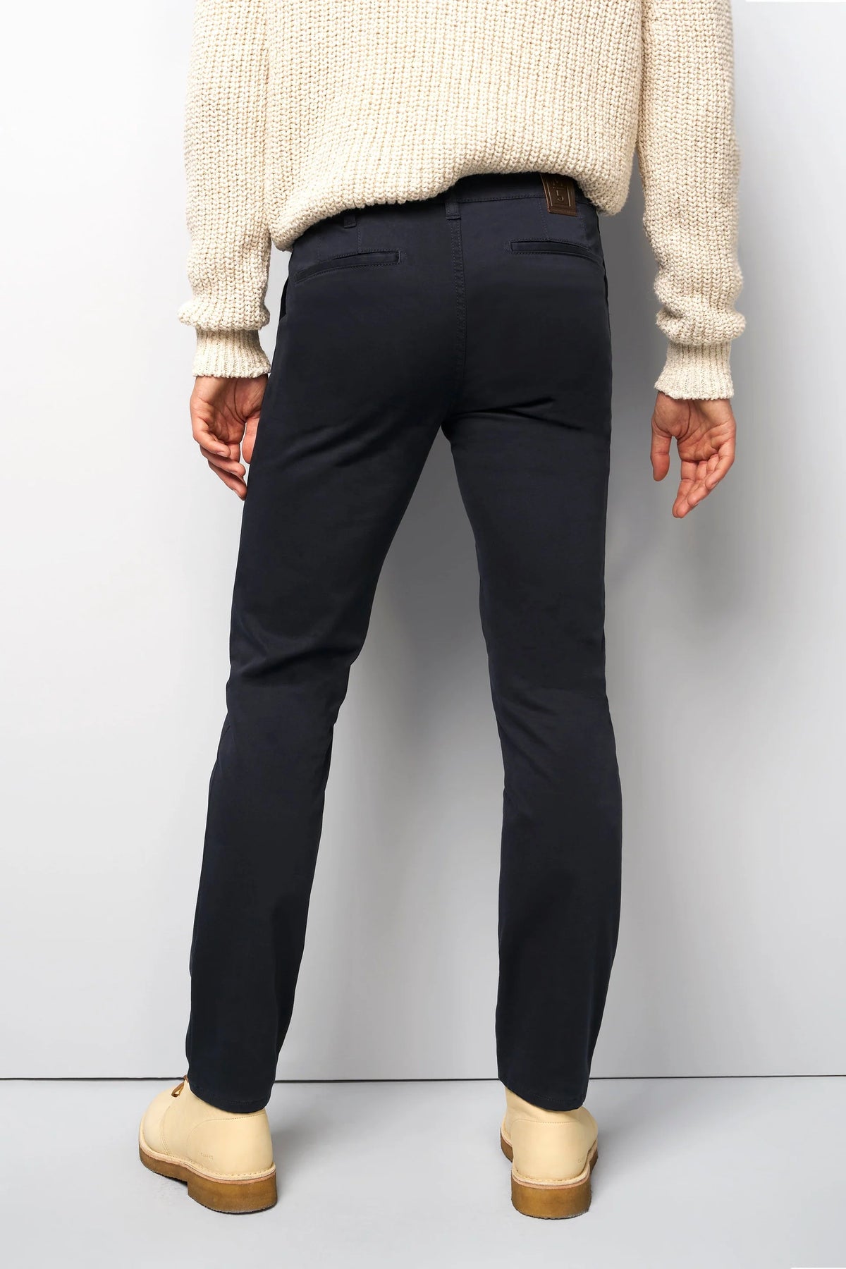 MEYER M5 Move 6502 Jersey Look Chinos - Super Stretch Organic Cotton - Navy