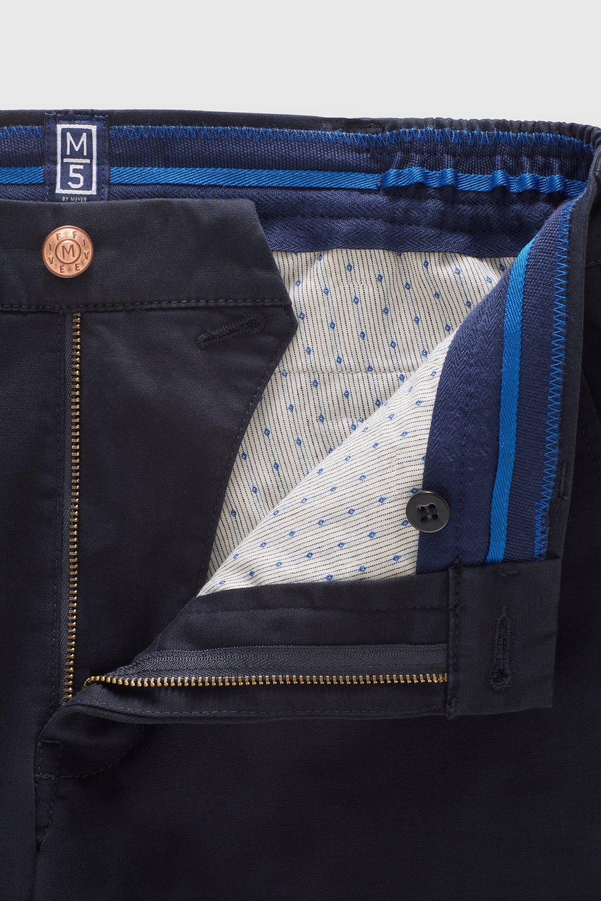 MEYER M5 Move 6502 Jersey Look Chinos - Super Stretch Organic Cotton - Navy