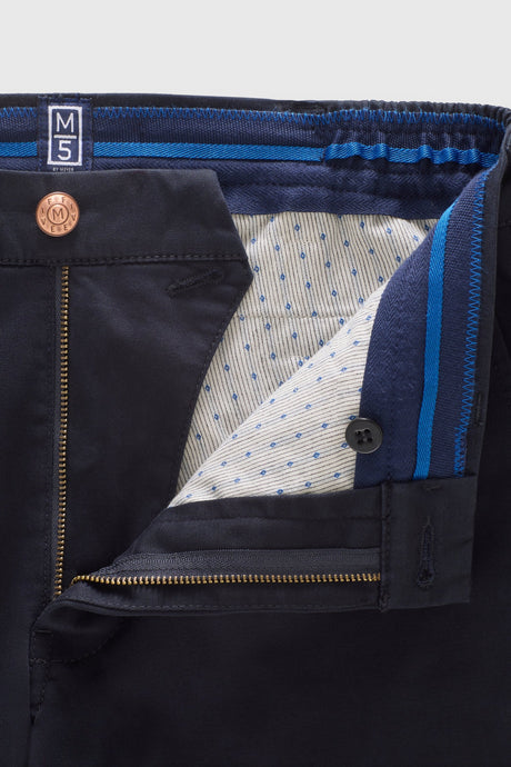 MEYER M5 Move 6502 Jersey Look Chinos - Super Stretch Organic Cotton - Navy