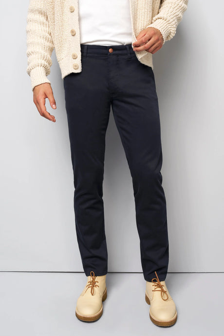 MEYER M5 Move 6502 Jersey Look Chinos - Super Stretch Organic Cotton - Navy