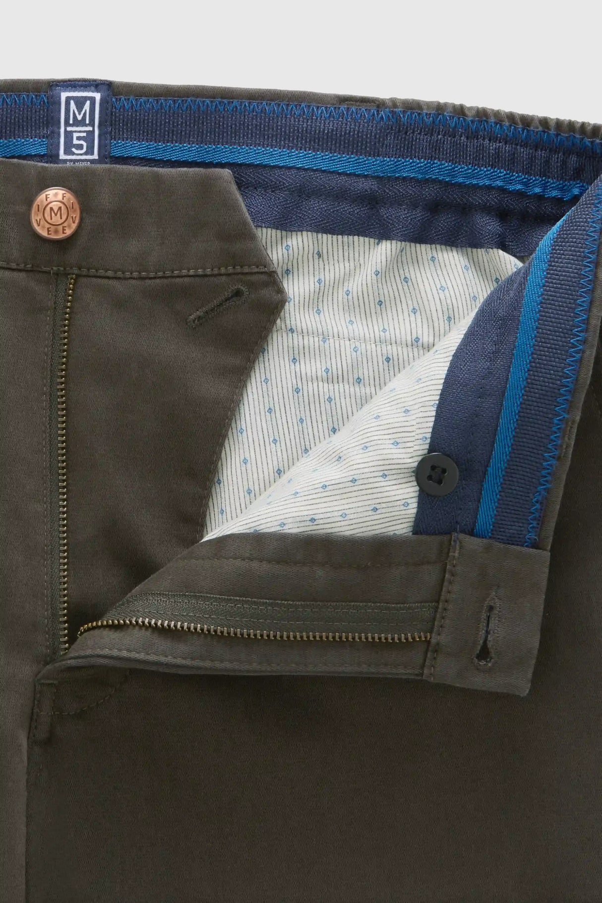 MEYER M5 Move 6502 Jersey Look Chinos - Super Stretch Organic Cotton - Olive