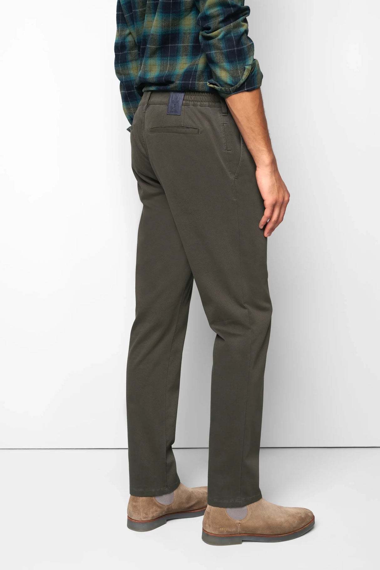 MEYER M5 Move 6502 Jersey Look Chinos - Super Stretch Organic Cotton - Olive