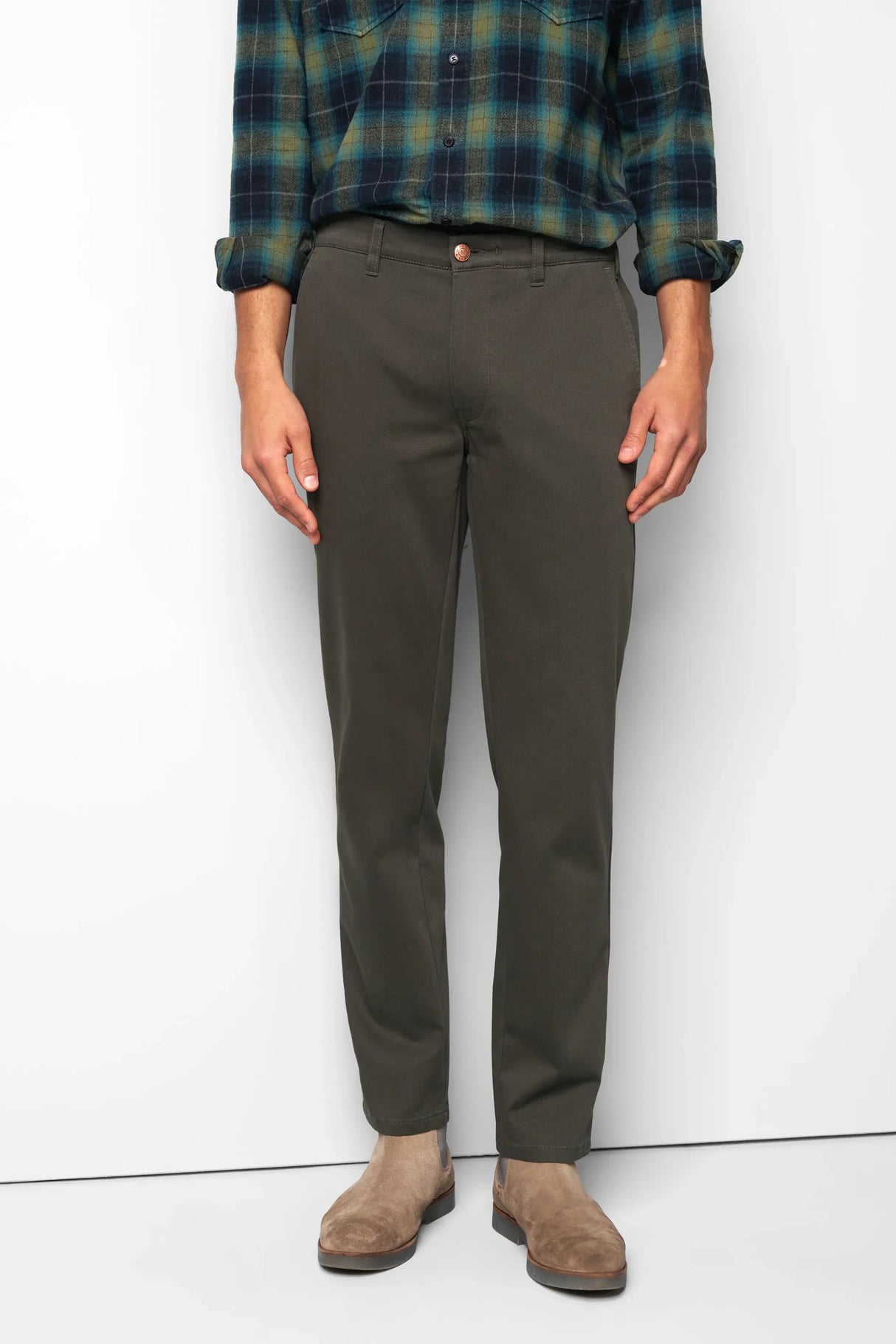 MEYER M5 Move 6502 Jersey Look Chinos - Super Stretch Organic Cotton - Olive