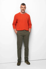 MEYER M5 Move 6514 Micro Flex Chinos - Super Stretch Organic Cotton - Olive