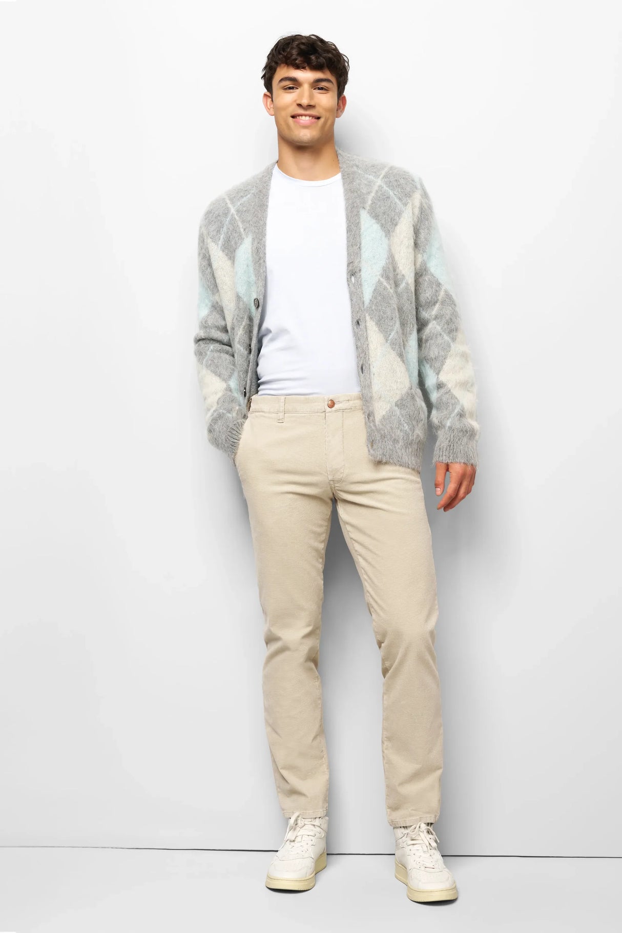 MEYER M5 Move 6598 Fancy Cord Chinos - Super Stretch Organic Cotton - Beige