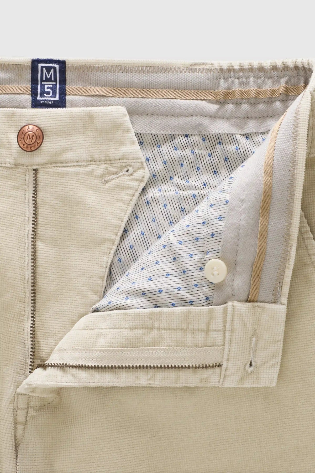 MEYER M5 Move 6598 Fancy Cord Chinos - Super Stretch Organic Cotton - Beige