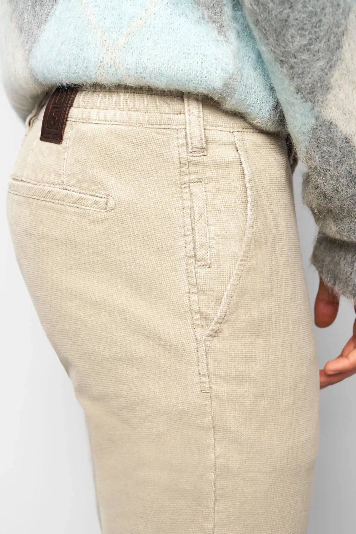 MEYER M5 Move 6598 Fancy Cord Chinos - Super Stretch Organic Cotton - Beige