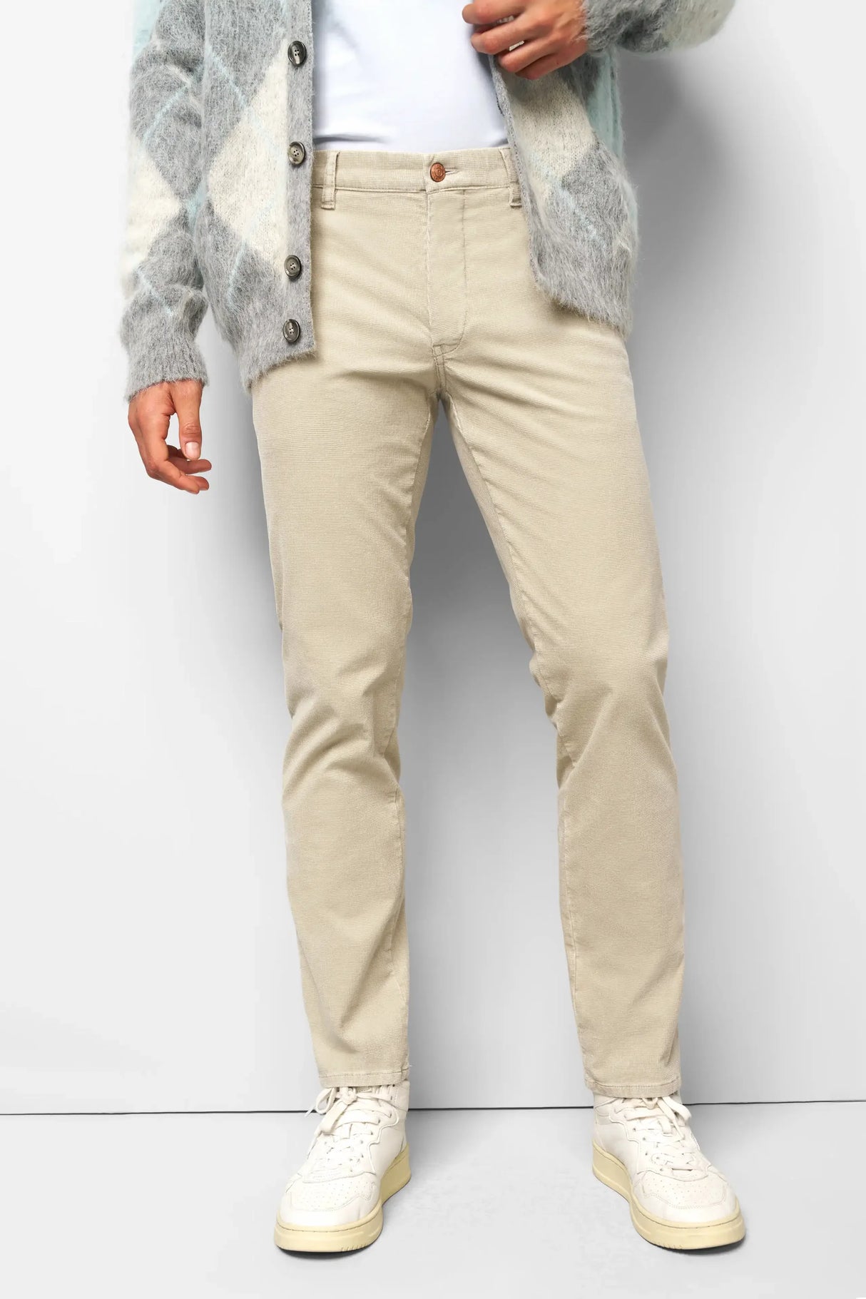 MEYER M5 Move 6598 Fancy Cord Chinos - Super Stretch Organic Cotton - Beige