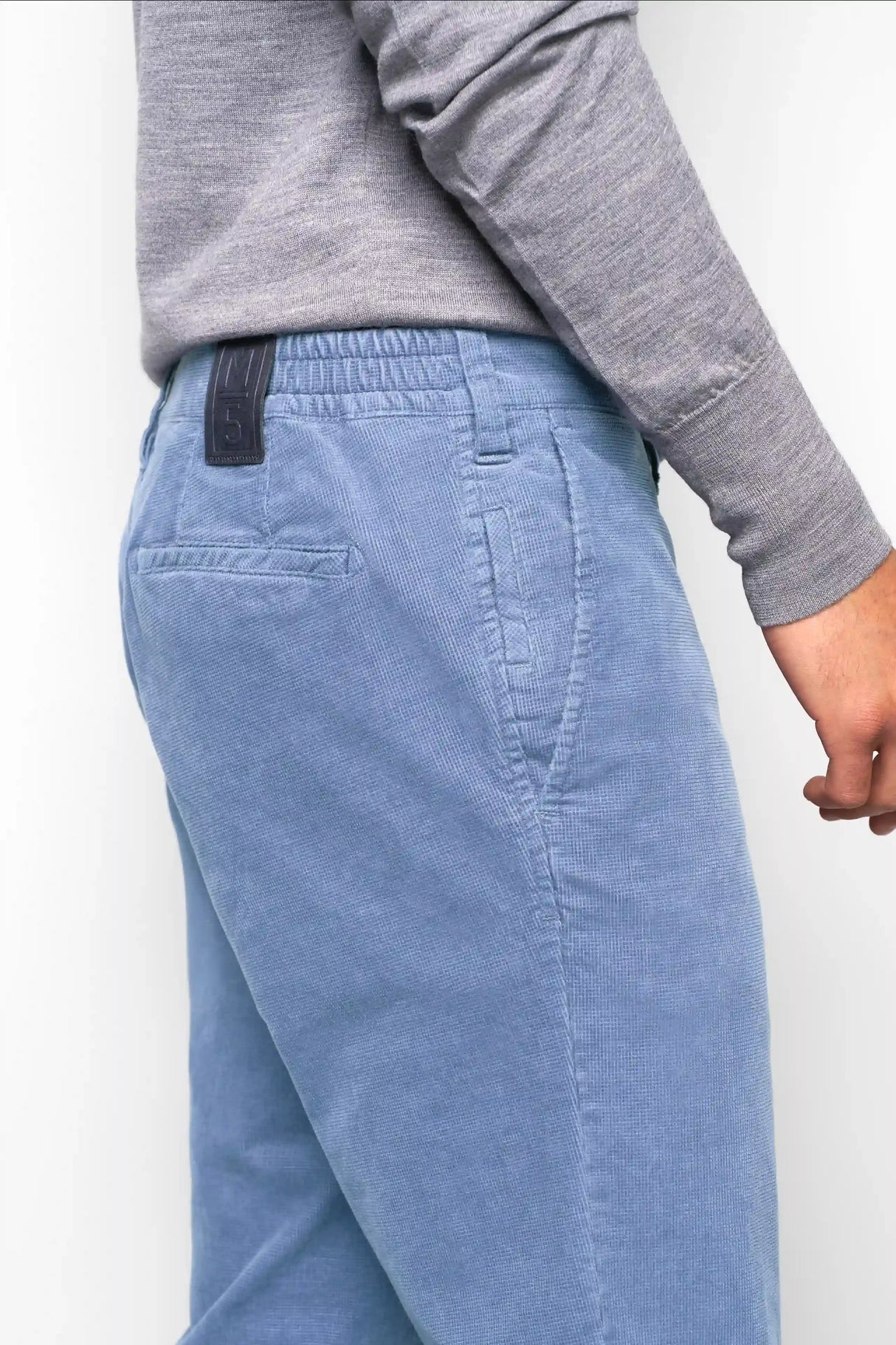 MEYER M5 Move 6598 Fancy Cord Chinos - Super Stretch Organic Cotton - Blue