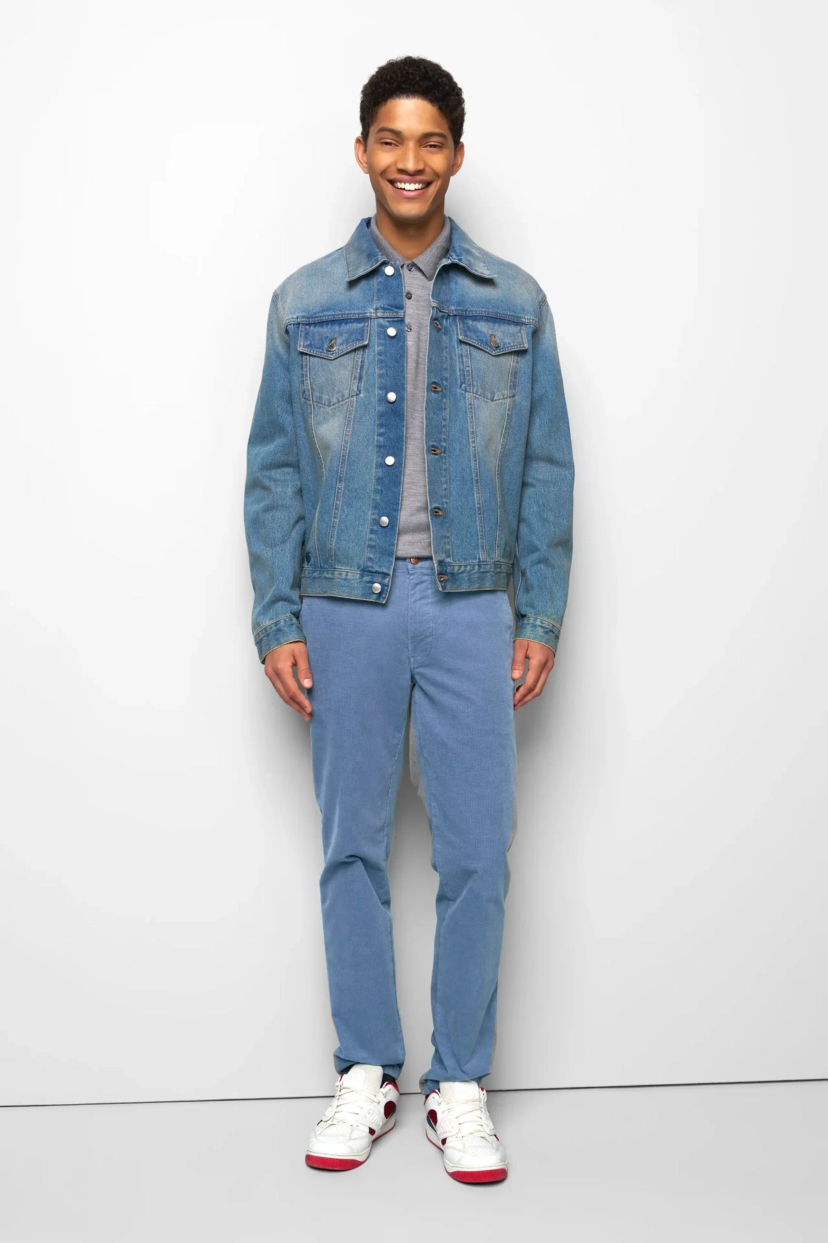 MEYER M5 Move 6598 Fancy Cord Chinos - Super Stretch Organic Cotton - Blue