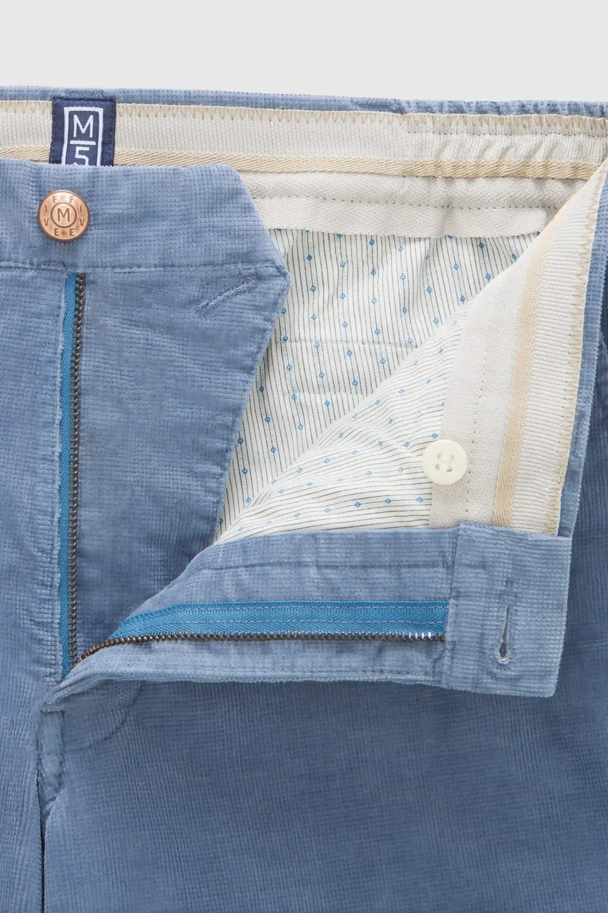 MEYER M5 Move 6598 Fancy Cord Chinos - Super Stretch Organic Cotton - Blue