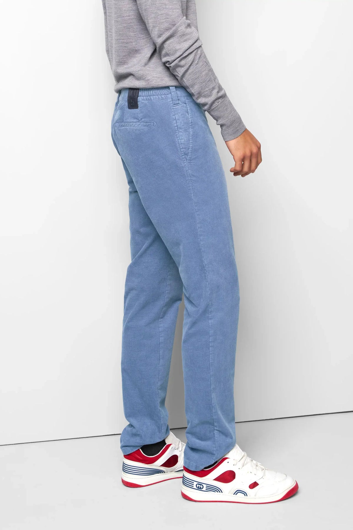 MEYER M5 Move 6598 Fancy Cord Chinos - Super Stretch Organic Cotton - Blue