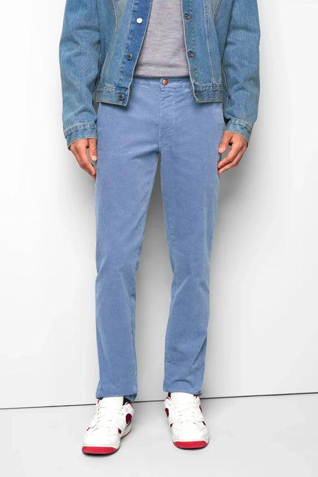 MEYER M5 Move 6598 Fancy Cord Chinos - Super Stretch Organic Cotton - Blue