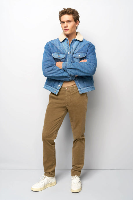 MEYER M5 Move 6598 Fancy Cord Chinos - Super Stretch Organic Cotton - Camel