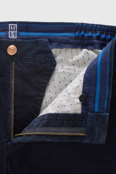 MEYER M5 Move 6598 Fancy Cord Chinos - Super Stretch Organic Cotton - Navy