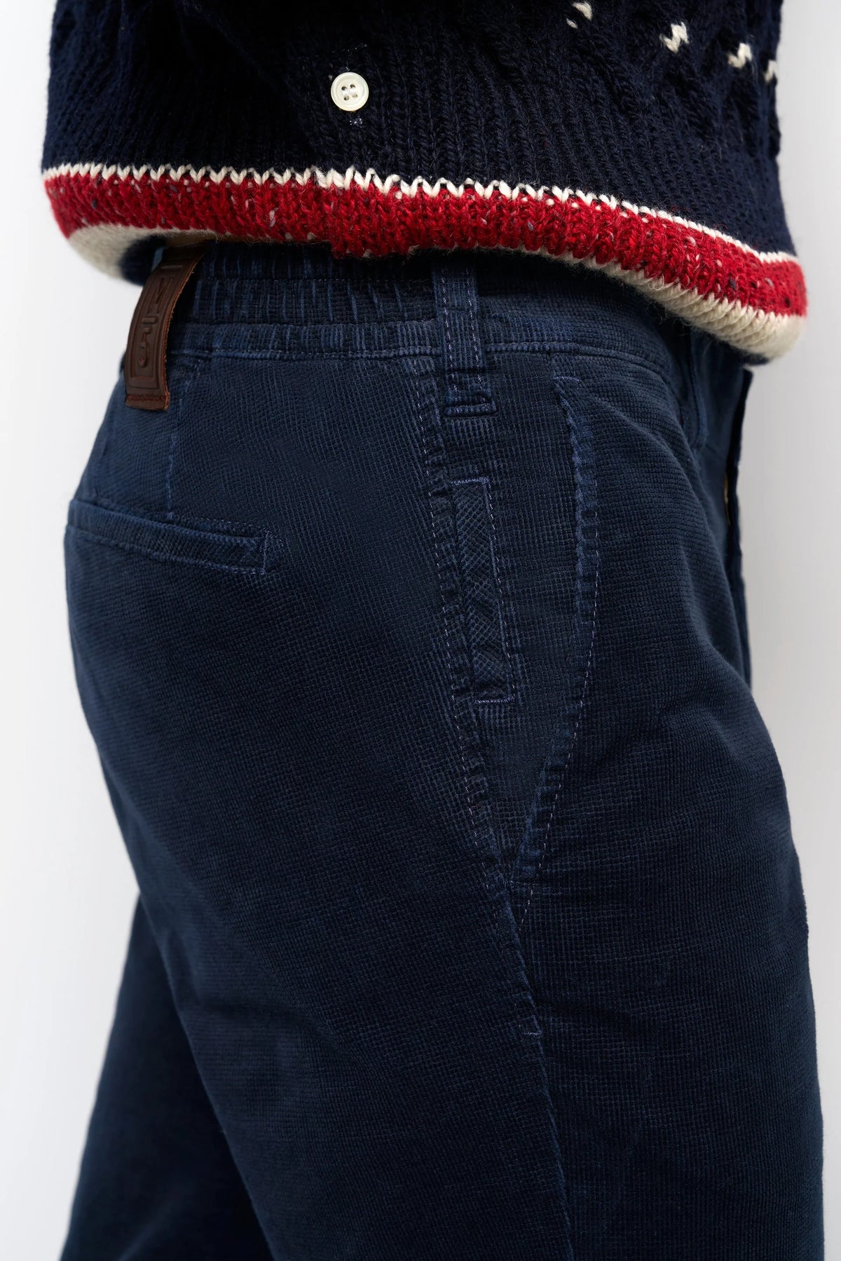 MEYER M5 Move 6598 Fancy Cord Chinos - Super Stretch Organic Cotton - Navy