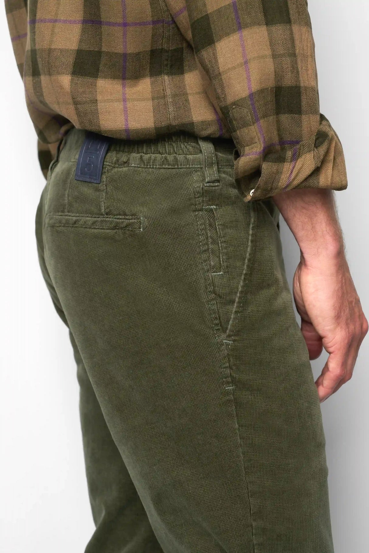MEYER M5 Move 6598 Fancy Cord Chinos - Super Stretch Organic Cotton - Olive